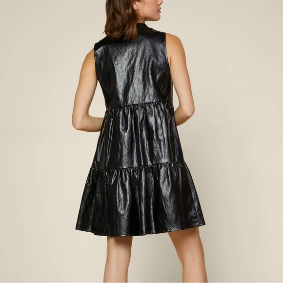 Vegan Leather Babydoll Dress - Picture 2 of 3
